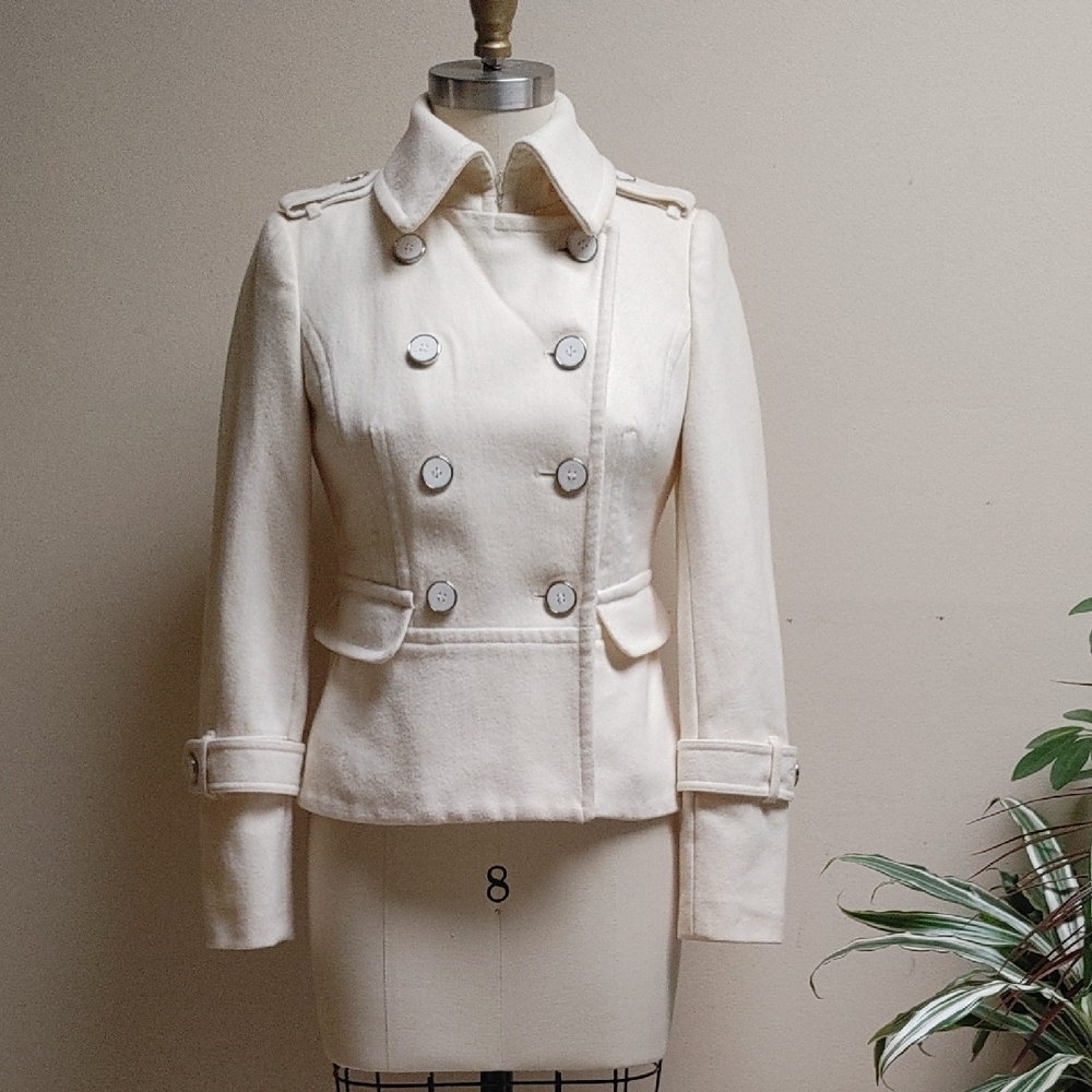New York & Company Collection Ivory Tailored Pea Coat Size XS - Picture 2 of 12